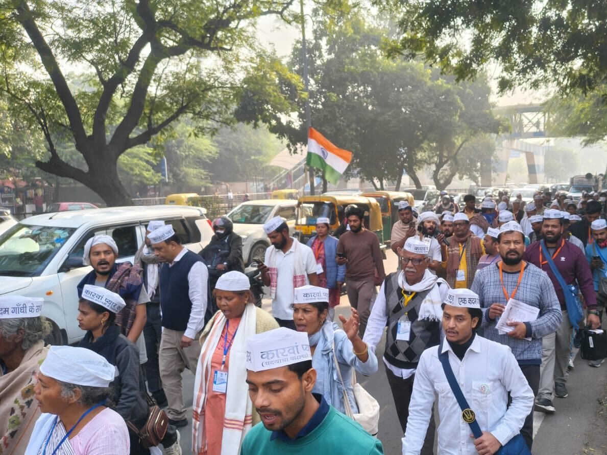 ‘एक कदम गांधी के साथ’ पदयात्रा 55वें दिन दिल्ली राजघाट पहुँची